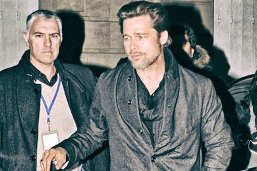 Jean-Noël Naturel et Brad Pitt en protection rapprochée